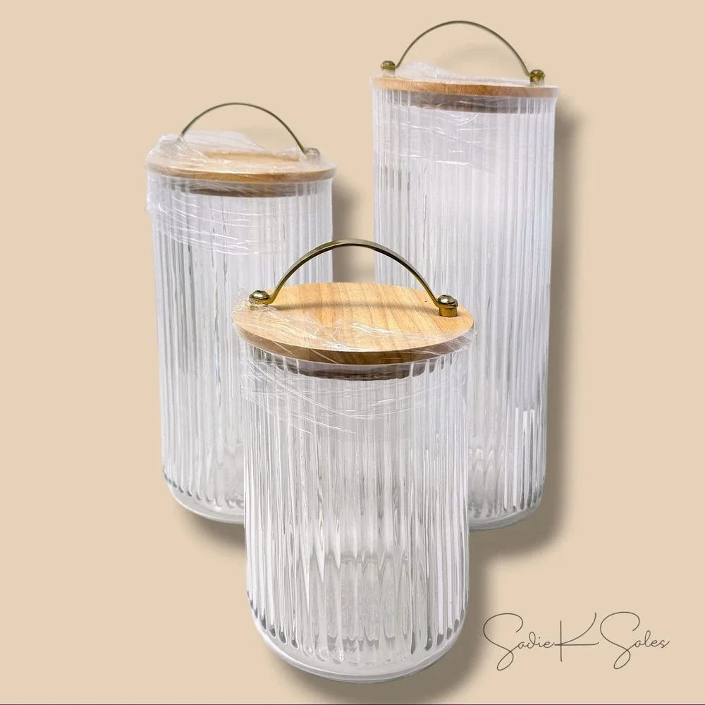 64oz Fluted Glass Storage Canister with Wood Lid - Hearth & Hand Magnolia Target